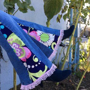 Bright Floral Bellbottoms - Upcypled Pants -